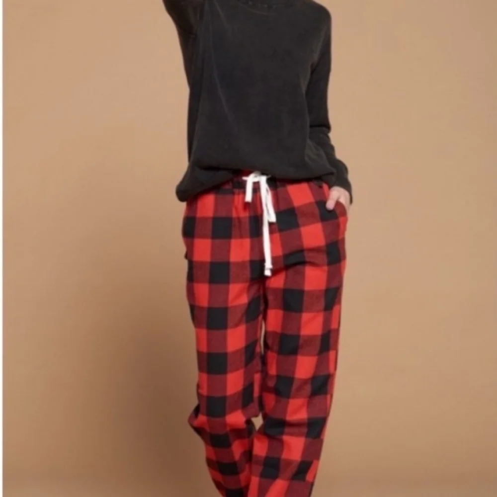 Red Buffalo plaid joggers - Picture 2 of 4